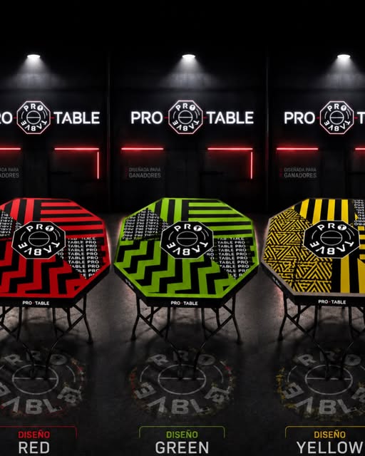 Diseños estándar Pro Table en rojo, verde y amarillo